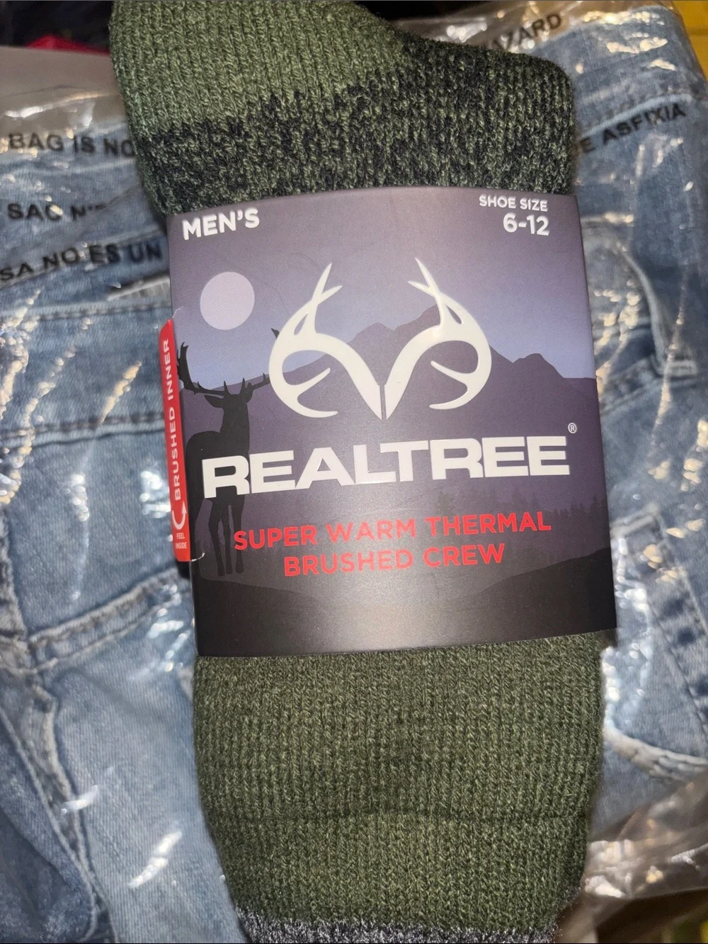Realtree Olive Green Thermal Brushed Crew Socks